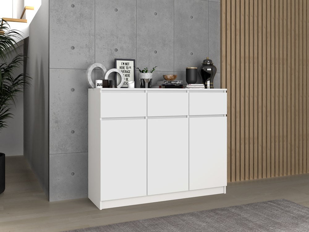 Moderne Grote Kast 3D3S - 3 Deuren & 3 Lades | Wit | 120x97x40 cm