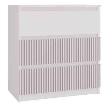 Moderne ladekast MALWA M3 ARTESO met 3 lades - Wit/Roze | Afmeting: 70x40x75 cm