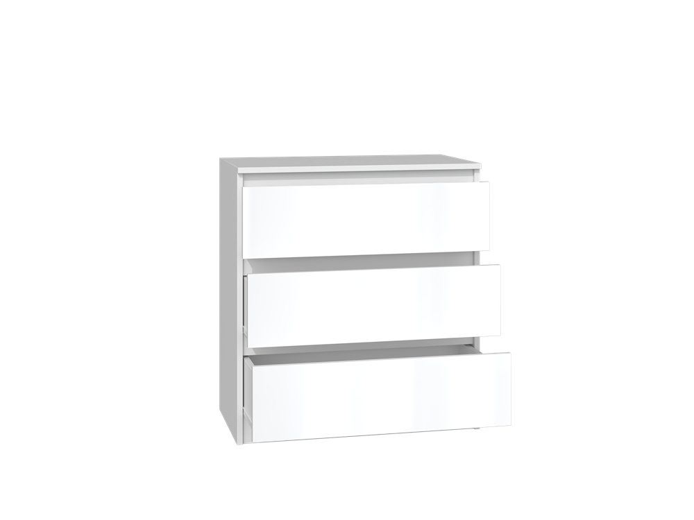 Malwa M3 Grote Moderne Ladekast met 3 Lades – Mat Wit | 70x40x75 cm