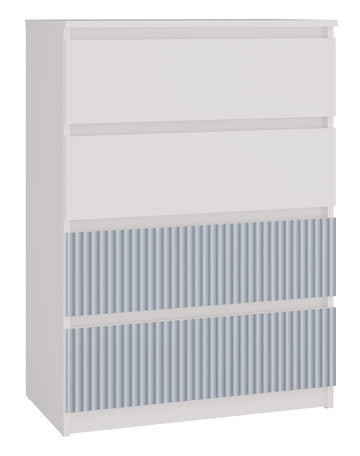 Grote kist met 4 lades MALWA M4 ARTEO - Kinderkast wit/blauw | Kleur: Wit/Blauw | Maat: 70x40x97 cm