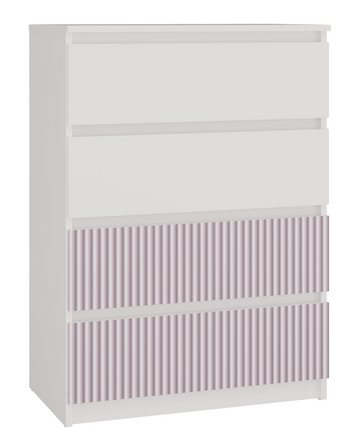 Ladekast MALWA M4 ARTESO met 4 lades - Strak design, wit/roze | Kleur: Wit/Roze | Maat: 70x40x97 cm