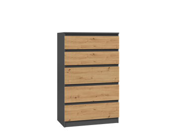 Moderne ladekast MALWA M5 - Strak design met greeploze laden | Kleur: Antraciet / Artisan Eiken