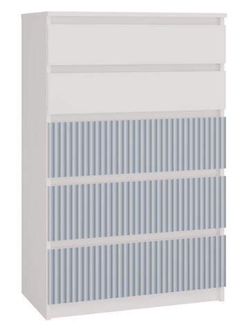 Grote kist met 5 lades MALWA M5 ARTESO - Moderne ladekast | Kleur: Wit/blauw | Maat: 70x109,5x40 cm