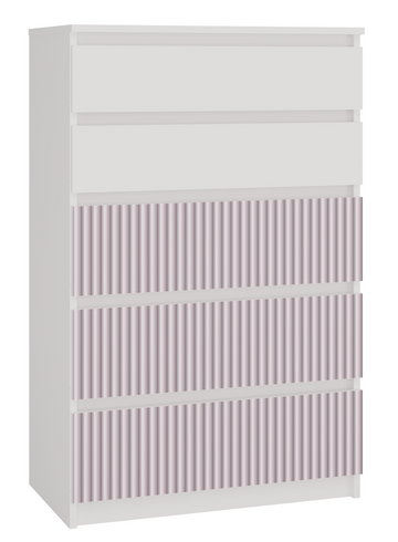 Grote MALWA M5 ARTESO ladekast met 5 lades - Modern design | Wit/Roze | 70x40x109,5 cm