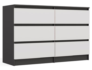 Moderne MALWA M6 ladekast met 6 lades – Ruime opbergruimte en krasbestendig | Antraciet/Wit