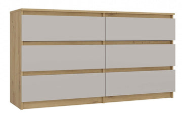 Malwa ladekast 6 lades – Modern greeploos design | Kleur: Ambachtelijk eik & Kasjmier