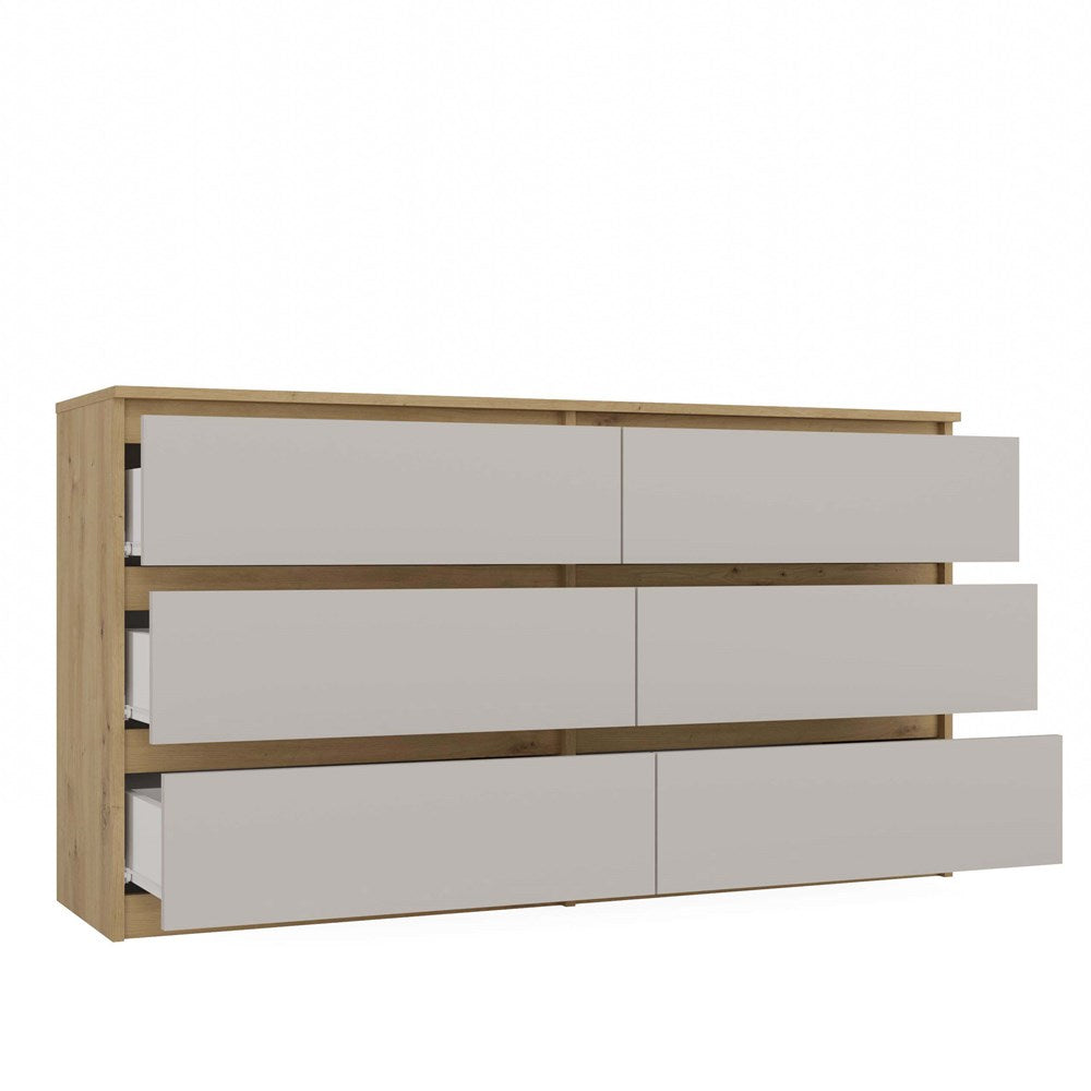 Malwa ladekast 6 lades – Modern greeploos design | Kleur: Ambachtelijk eik & Kasjmier