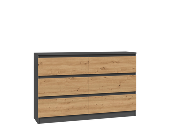 Moderne Malwa M6 ladekast 6 lades - Greeploos, Antraciet & Artisan Eik | 120x75x30 cm