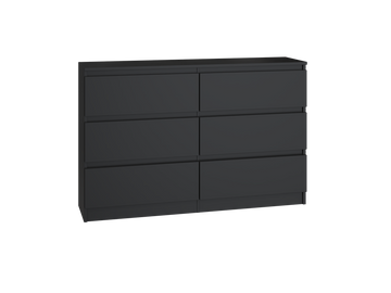 Moderne zwarte ladekast MALWA M6 - 6 lades | Kleur: Zwart | Maat: 120x75x30 cm