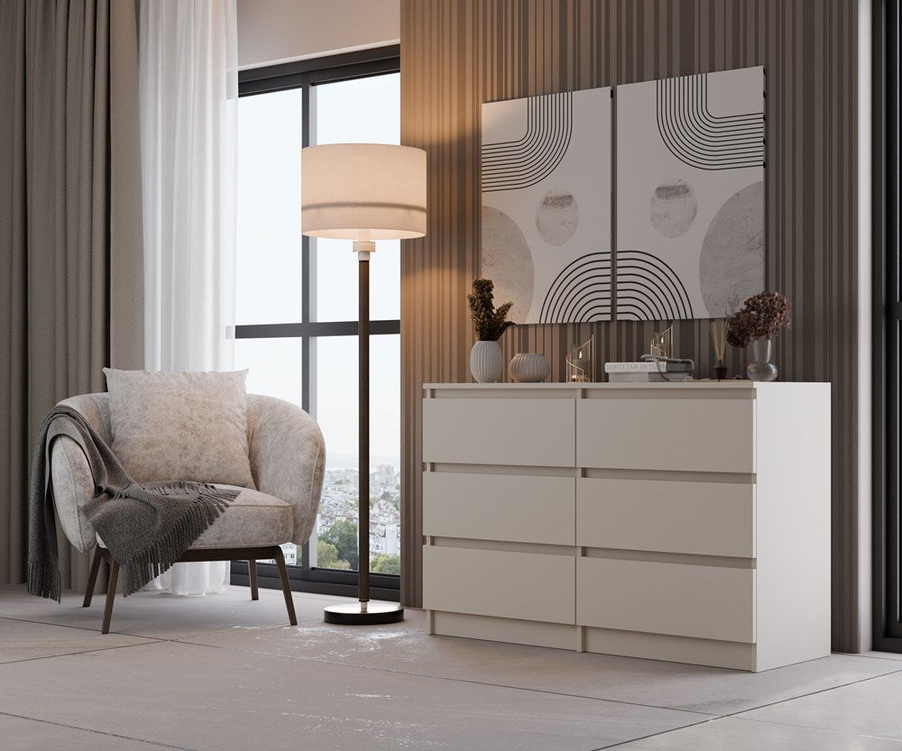 Moderne grote ladekast MALWA M6 met 6 lades - Functioneel en stijlvol | Kleur: Kasjmier