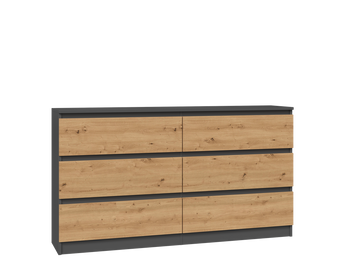 Moderne ladekast MALWA M6 138x40x75 cm – Antraciet / Artisan Eiken | Kleur: Antraciet / Artisan