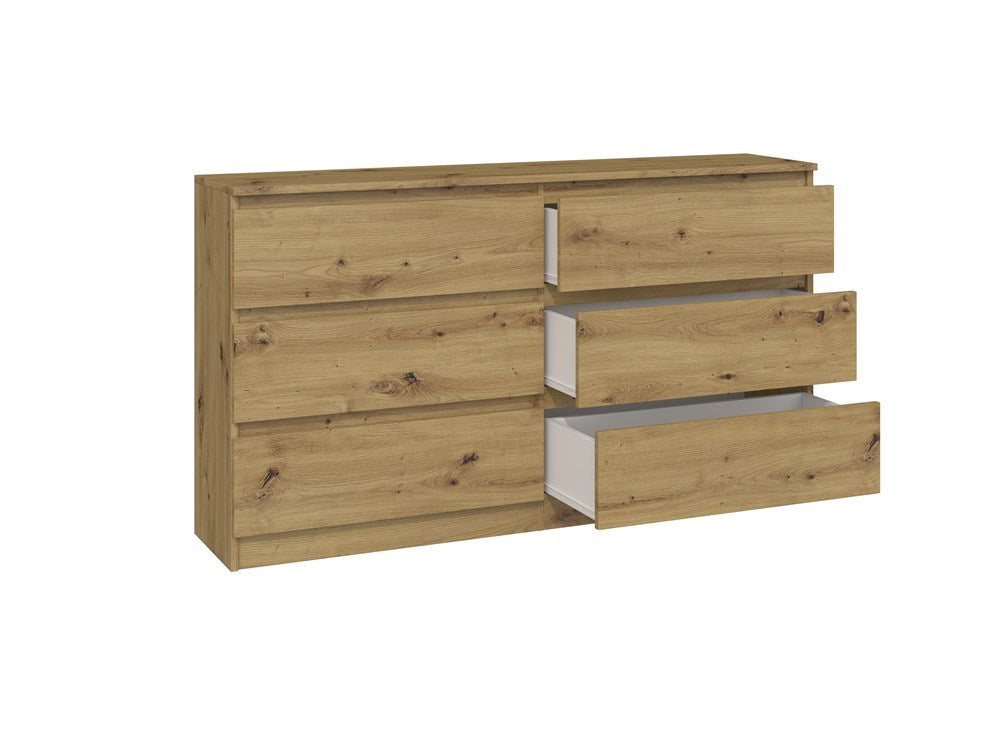 Moderne ladekast MALWA M6 138x40x75 cm - Greeploos design | Kleur: Artisan Eiken