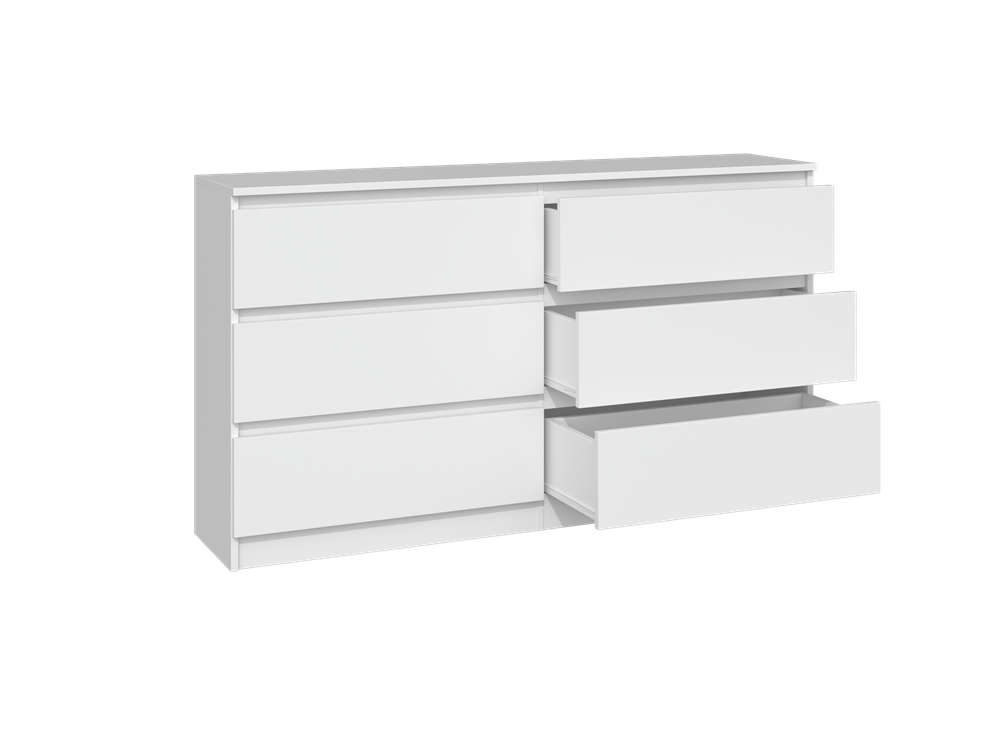 Moderne ladekast MALWA M6 140cm - Mat wit | Kleur: Mat wit | Maat: 138x75x40 cm