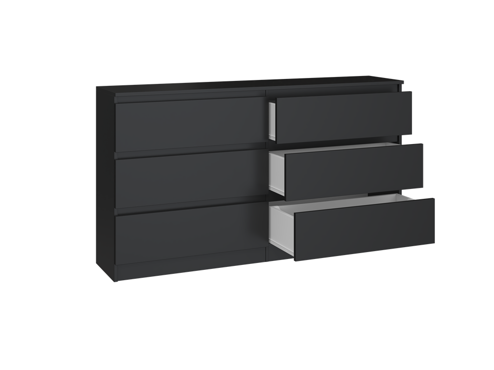 Moderne Malwa M6 ladekast 140 cm met greeploze lades - Elegant & functioneel | Kleur: Zwart
