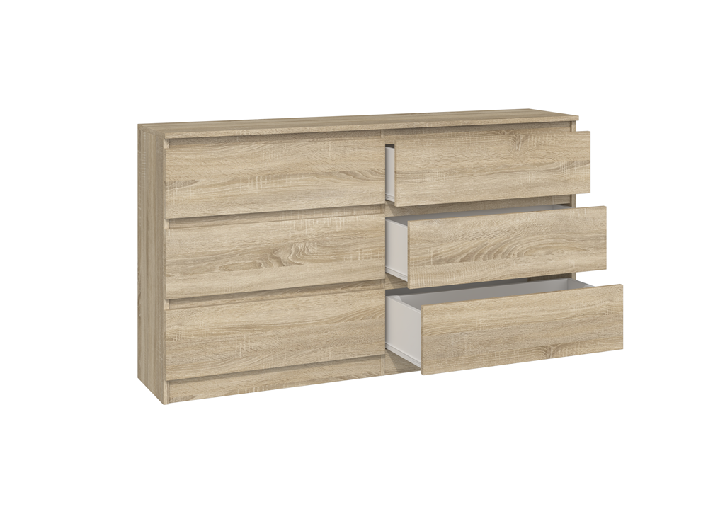 Moderne ladekast MALWA M6 138x40x75 cm - Ruime, greeploze lades | Kleur: Sonoma Eiken