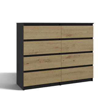 Moderne grote ladekast met 8 lades - MALWA M8 120 | Kleur: Antraciet / Artisan Eiken