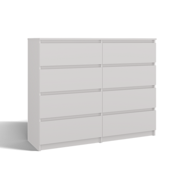 Moderne kist met 8 lades - MALWA M8 120 | Kleur: Wit | Maat: 120x40x97 cm