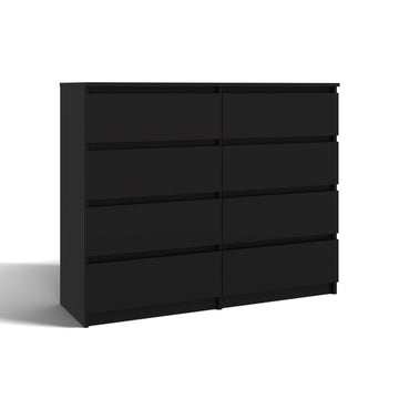 Moderne ladekast met 8 lades MALWA M8 120 – Ruime kist, greeploos design | Kleur: Zwart