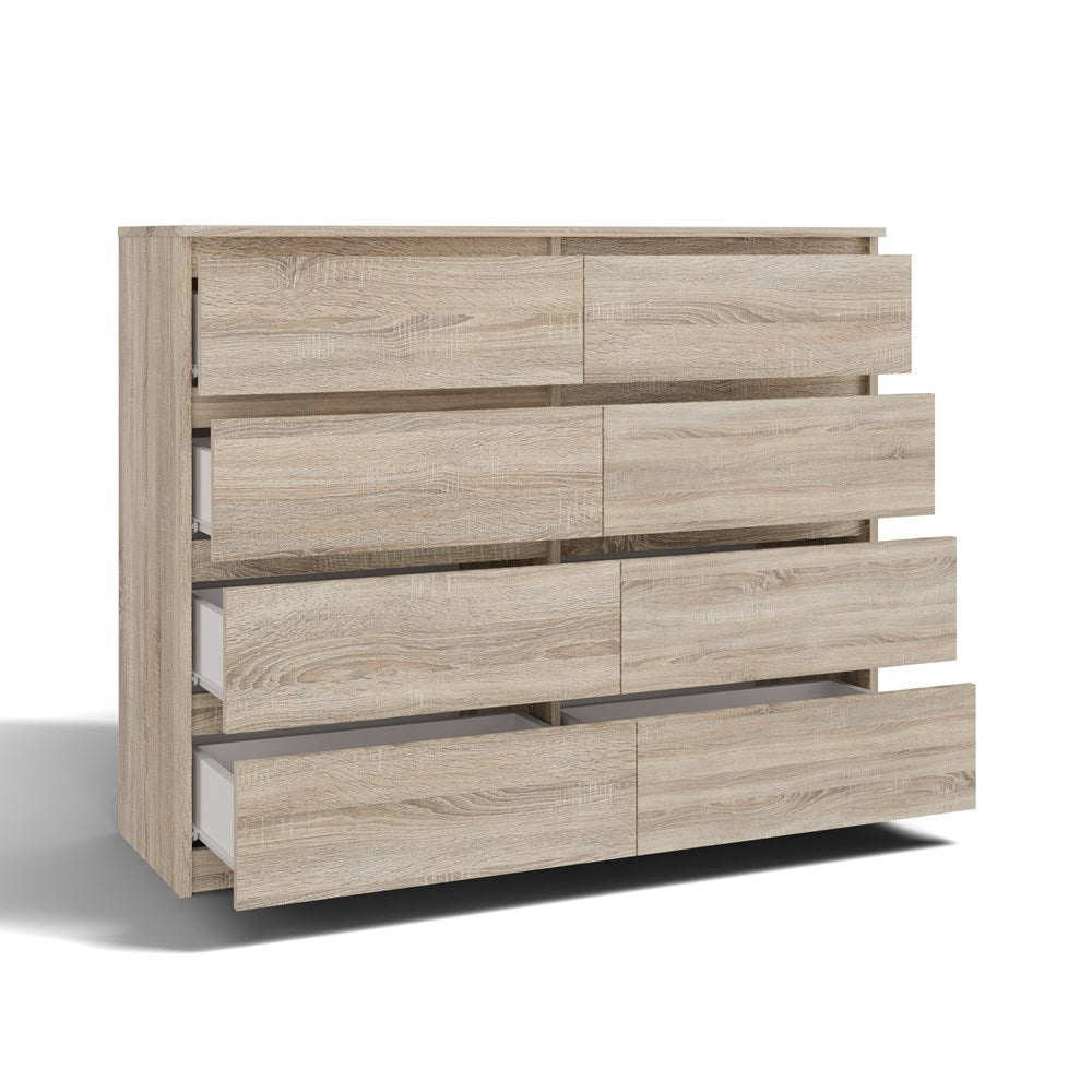 Moderne grote ladekast MALWA M8 met 8 lades – Greeploos, rolgeleiders | Kleur: Sonoma Eiken