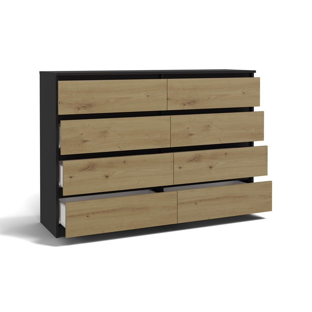 Moderne ladekast MALWA M8 met 8 lades - Ruime opbergruimte | Kleur: Antraciet / Artisan Eiken