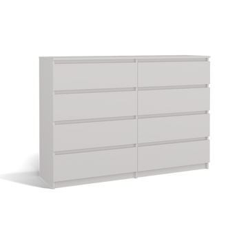 Moderne ladekast MALWA M8 140 met 8 lades - Greeploos design | Kleur: Wit | Maat: 138x97x40 cm
