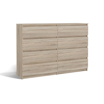 Moderne grote ladekast MALWA M8 140 met 8 lades - Greeploos design | Kleur: Sonoma Eiken