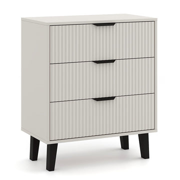 SCANDI 3S SLIM ladekast met 3 lades - Modern design & geribde fronten | Kleur: Cashmere