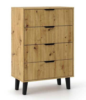 SCANDI 4S SLIM ladekast met 4 lades – Ambachtelijk Eiken | Kleur: Artisan Oak | Maat: 70x102,5x39 cm