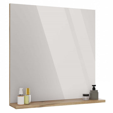 Spiegel met plank TIGO Lustro 60 - Wandspiegel badkamer & hal | Kleur: Evoke Eiken | 60x61,5x14 cm