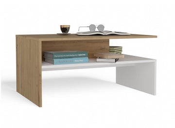 Moderne Boston koffietafel - Artisan eiken en wit | Afm: 90x60x45 cm | Materiaal: Gelamineerd karton