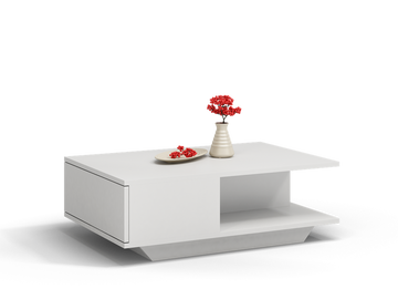 Denver bank/salontafel met opbergvak en tip-on | Kleur: Wit | 60x90x42 cm