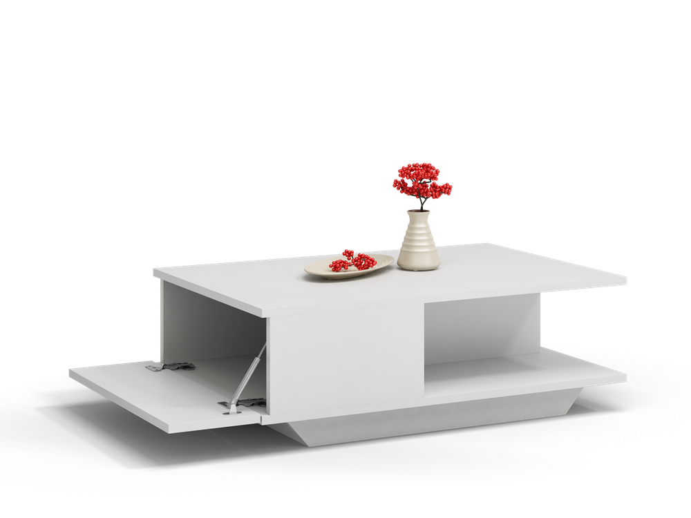 Denver bank/salontafel met opbergvak en tip-on | Kleur: Wit | 60x90x42 cm
