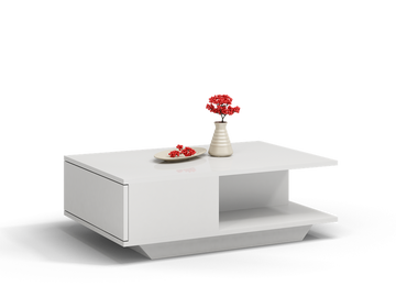 Denver salontafel/bank met opbergruimte – Glanzend wit | 60x42x90 cm