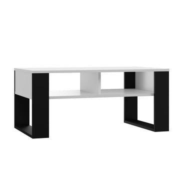 Moderne salontafel "MODERNE 2P" wit/zwart met 2 planken | 90x58x50 cm