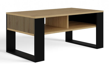 Moderne salontafel "Modern 2P Slim" met opbergruimte | Artisan eiken / Zwart | 90x58x50 cm