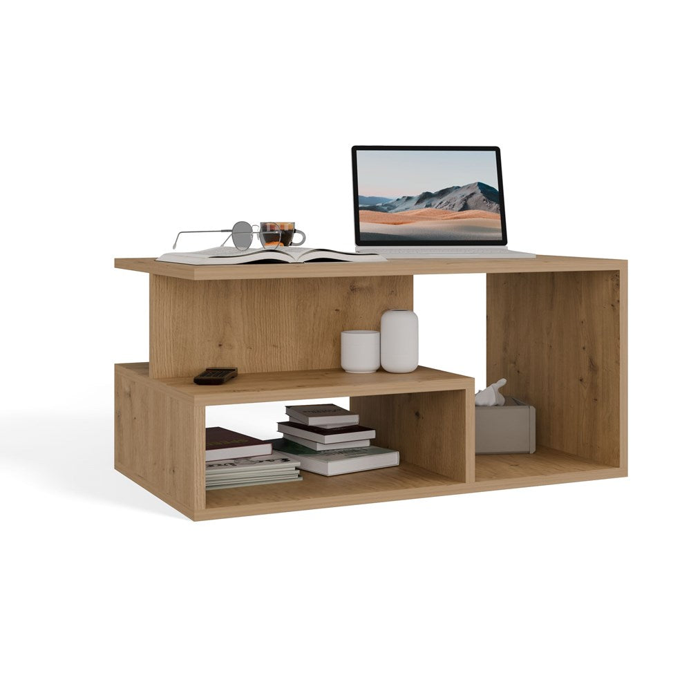 Moderne salontafel PRIMA met extra plank - Minimalistisch design | Artisan Eiken | 90x51x43 cm