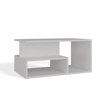 Moderne salontafel PRIMA met extra plank - Minimalistisch design | Kleur: Wit | Maat: 90x51x43 cm