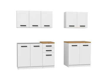 Keukenmeubilairset 200 met Mat Wit Front en Ambachtelijk Eiken Blad | Kleur: Mat Wit & Eiken