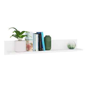 Hangende plank MILO - Modern design, krasbestendig laminaat | Kleur: Mat wit | Maat: 99x16x17,5 cm