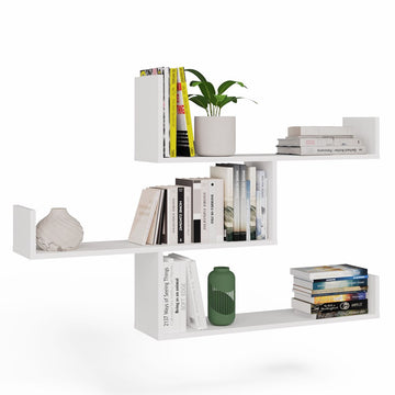 Set van 3 wandplanken KOBI - Modern mat wit design | Kleur: Mat wit | Maat: 80x20x14 cm