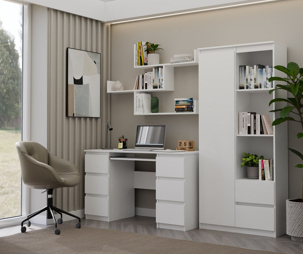 Set van 3 wandplanken KOBI - Modern mat wit design | Kleur: Mat wit | Maat: 80x20x14 cm