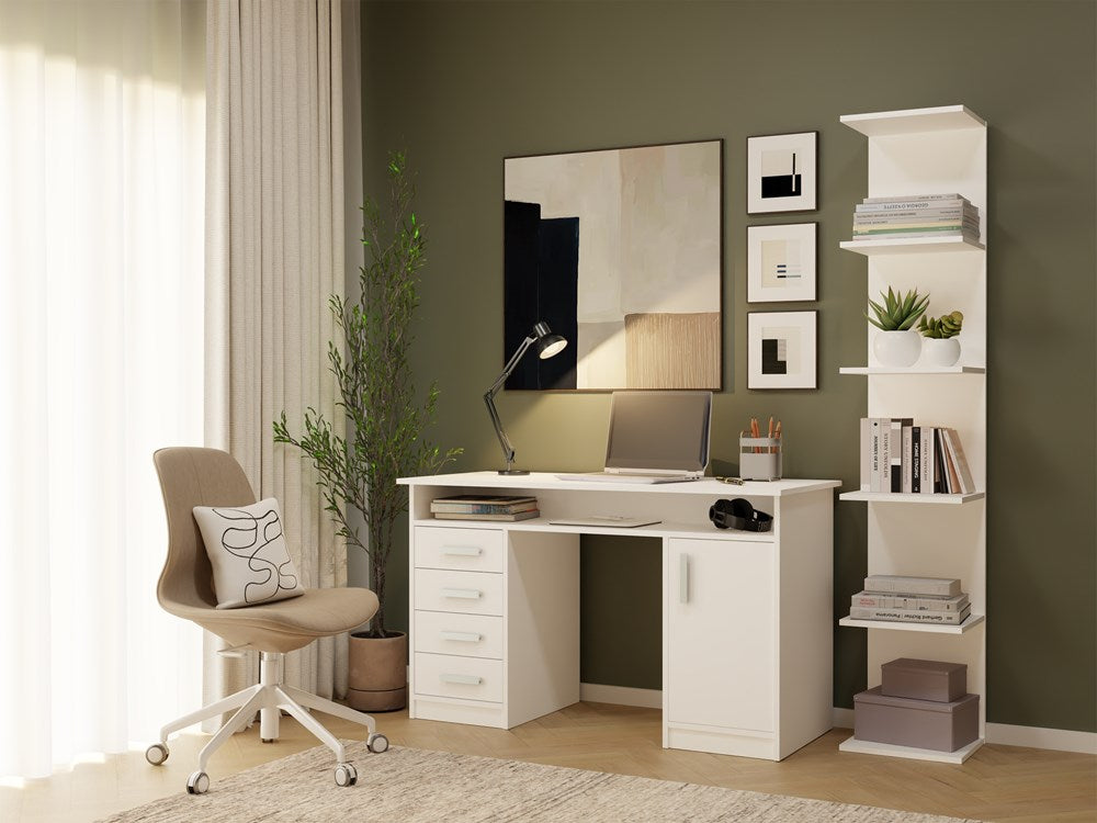 Moderne hoge boekenkast met 6 planken - Ruime opbergruimte | Kleur: Wit | Maat: 35x180x30 cm