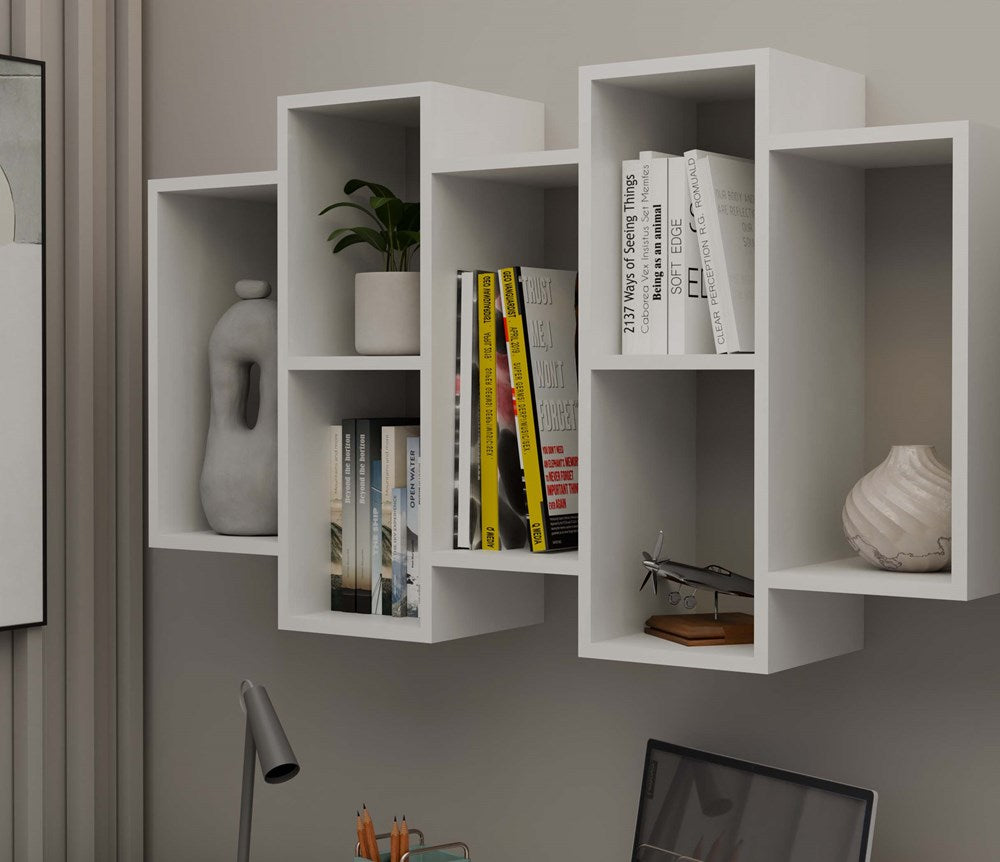 Bilbao 7.0 muur ophangende wandplank - Zwevende plank voor badkamer en woonkamer | Mat wit | 130x20