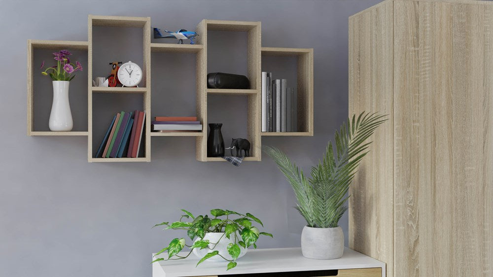 Bilbao 7.0 Muur Ophangende Plank - Gelamineerd Meubelplaat | Kleur: Sonoma Eiken | 129,5x20 cm