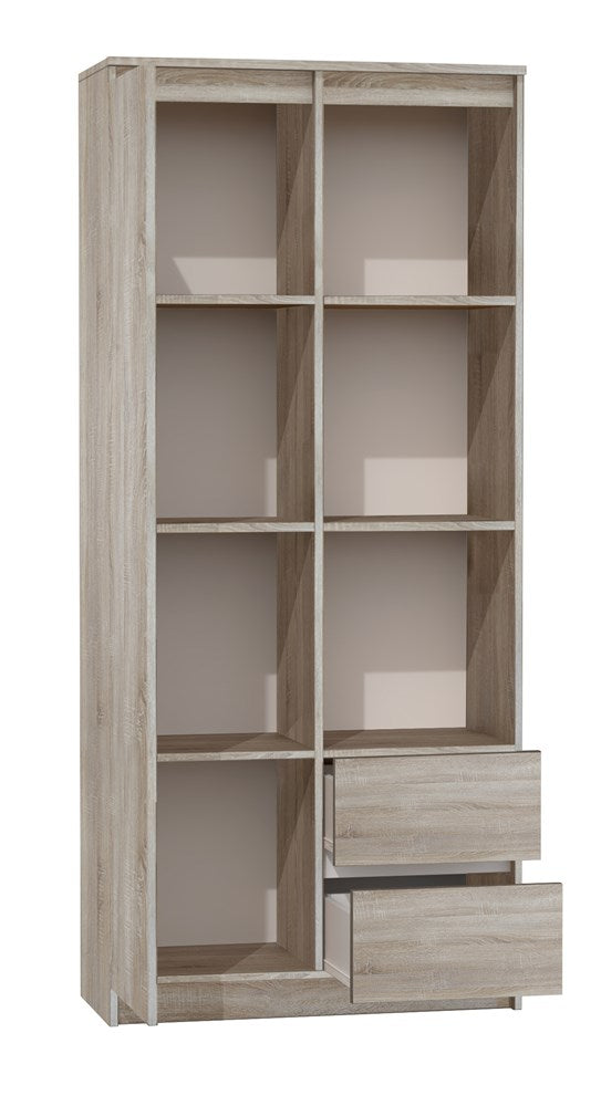 Open Boekenkast RS-80 BILY met 7 Planken en 2 Laden - Sonoma Eiken | 80x35x180 cm