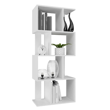 Fiesta 4P Open Schap - Modulair Boekenkast & Displaymeubel | Kleur: Mat Wit | Maat: 59,5x140x30 cm