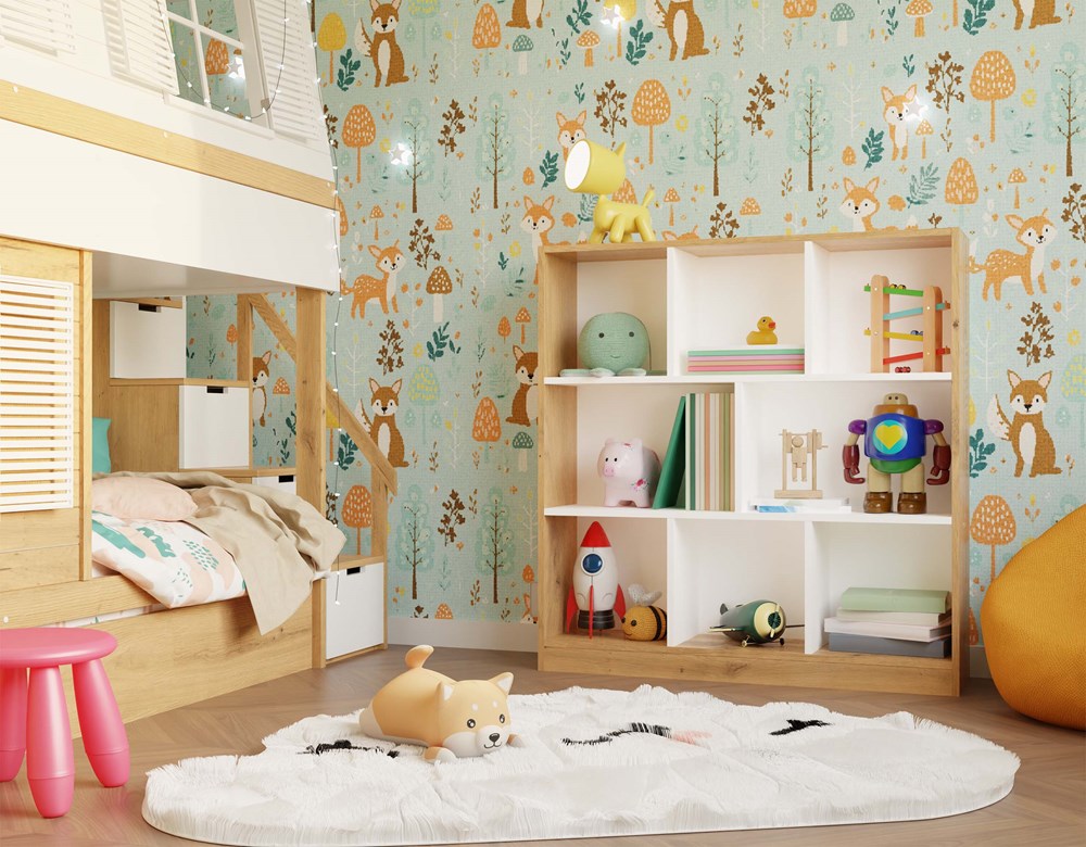 Fiesta 8P open boekenkast - Modern Scandinavisch design | Kleur: Artisan eik & wit