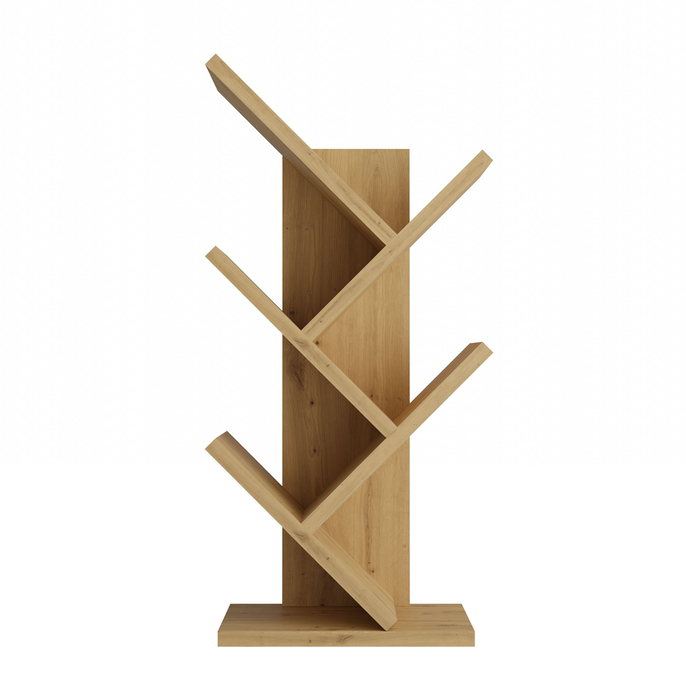 Grappige Mini Boekenkast – Geometrische Open Plank, 4 Schuine Planken | Artisan Eiken