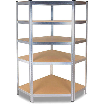 Hoekopbergrek 5 planken 180x90x40 cm - Stevig & verstelbaar | Kleur: Grijs