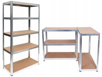 Opbergrek 5 Planken - Stevig Gegalvaniseerd Staal & MDF | 150x70x30cm | Metaal met houten planken